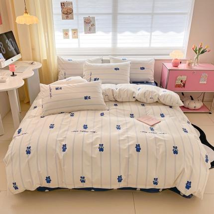 桃子家居 2024新款纯棉13372粉梦可爱小清新卡通系列四件套 棉-兰小熊