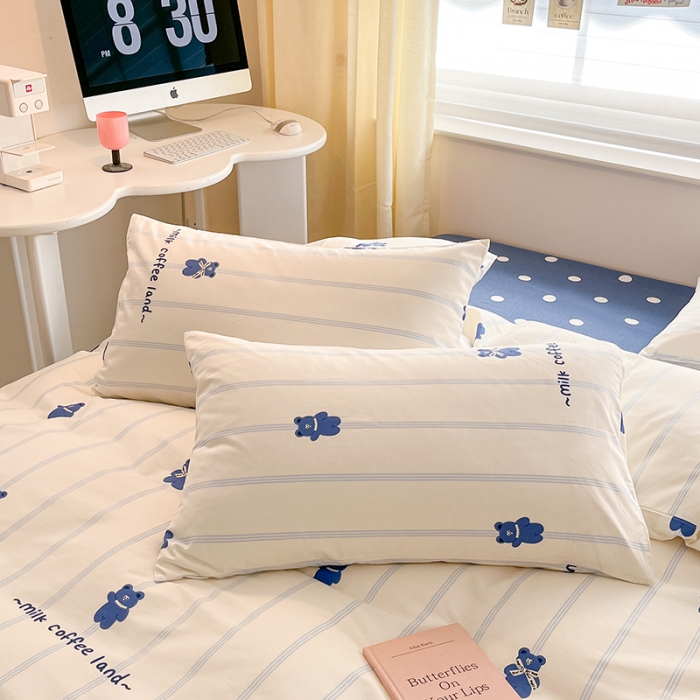 91家纺网 家纺一手货源 找家纺 桃子家居 2024新款纯棉13372粉梦可爱小清新卡通系列四件套 棉-兰小熊