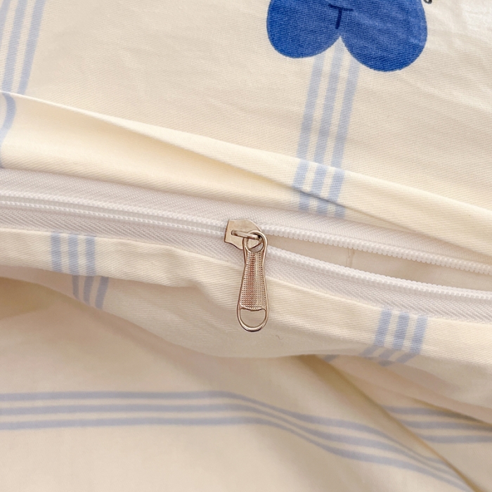 91家纺网 家纺一手货源 找家纺 桃子家居 2024新款纯棉13372粉梦可爱小清新卡通系列四件套 棉-兰小熊