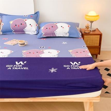圣比熊 新款A类抗菌隔尿防水四季款单层床笠床垫保护罩床垫套 可爱猫咪