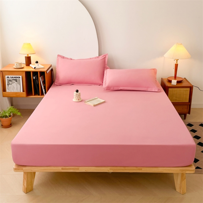 91家纺网 家纺一手货源 找家纺 梦舒羽 抗菌隔尿防水四季款单层床笠床垫保护罩床垫套 豆沙粉