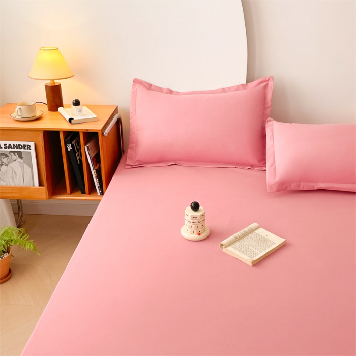 91家纺网 家纺一手货源 找家纺 梦舒羽 抗菌隔尿防水四季款单层床笠床垫保护罩床垫套 豆沙粉