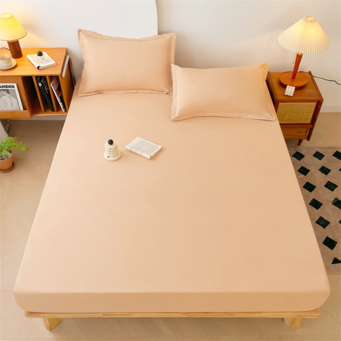 91家纺网 家纺一手货源 找家纺 梦舒羽 新款抗菌隔尿防水四季款单层床笠床垫保护罩床垫套 卡其