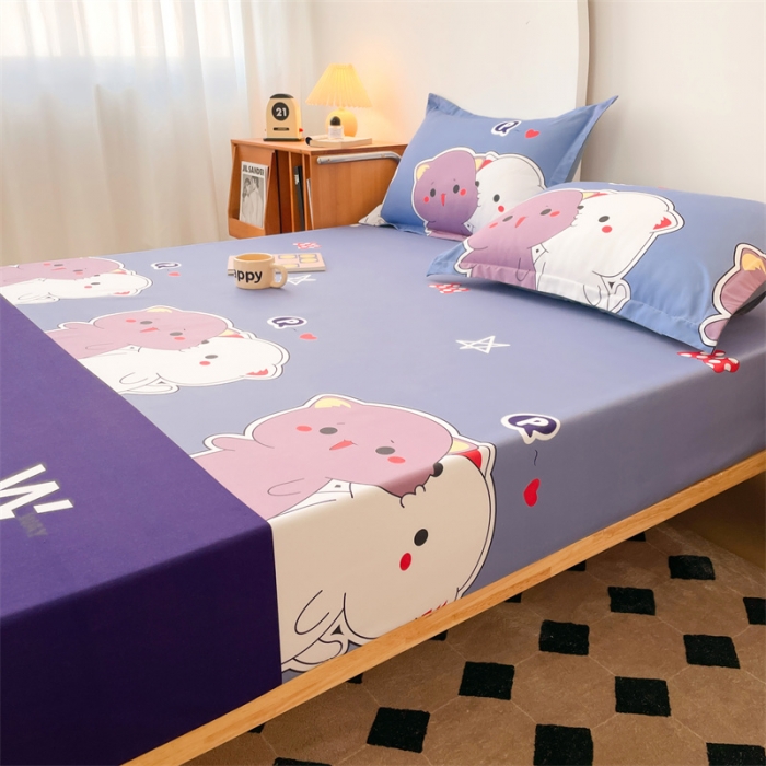 91家纺网 家纺一手货源 找家纺 梦舒羽 新款抗菌隔尿防水四季款单层床笠床垫保护罩床垫套 可爱猫咪