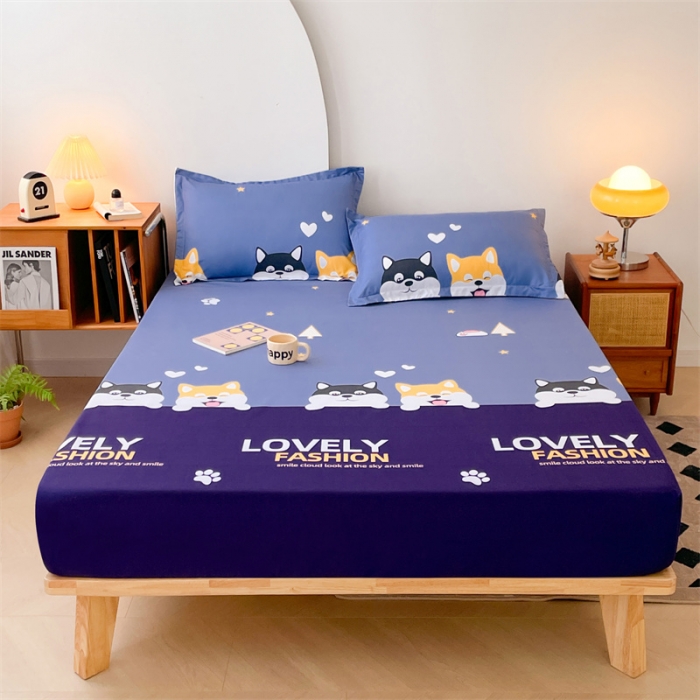 91家纺网 家纺一手货源 找家纺 梦舒羽 新款抗菌隔尿防水四季款单层床笠床垫保护罩床垫套 萌宠乐园