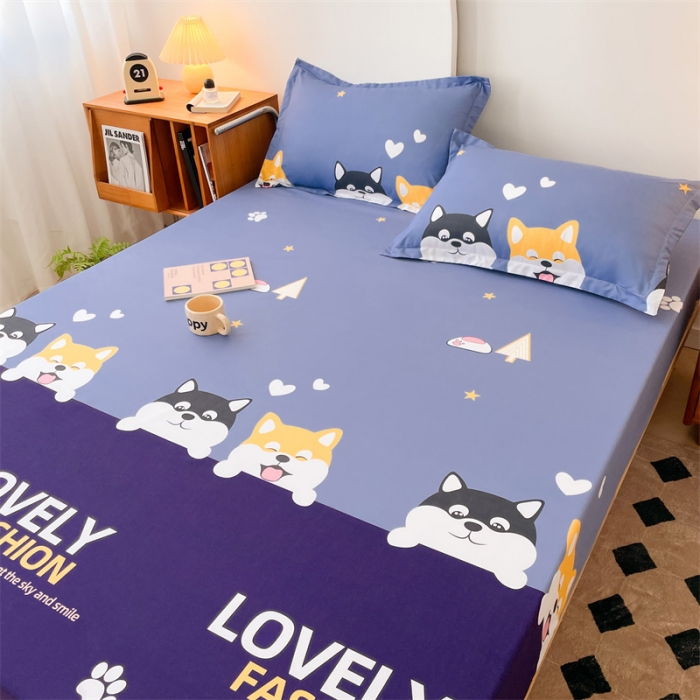 91家纺网 家纺一手货源 找家纺 梦舒羽 新款抗菌隔尿防水四季款单层床笠床垫保护罩床垫套 萌宠乐园