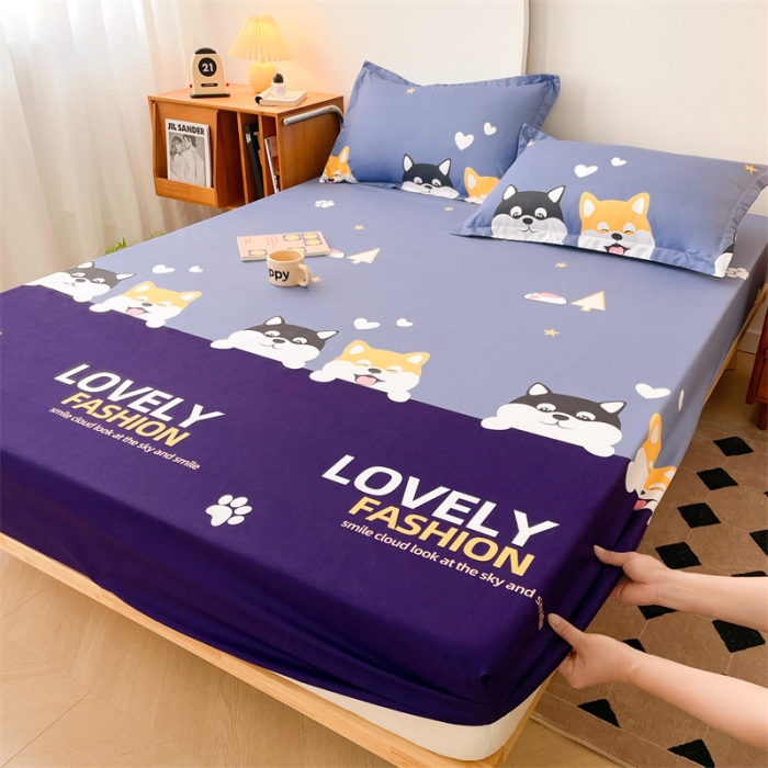 91家纺网 家纺一手货源 找家纺 梦舒羽 新款抗菌隔尿防水四季款单层床笠床垫保护罩床垫套 萌宠乐园