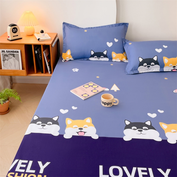 91家纺网 家纺一手货源 找家纺 梦舒羽 新款抗菌隔尿防水四季款单层床笠床垫保护罩床垫套 萌宠乐园