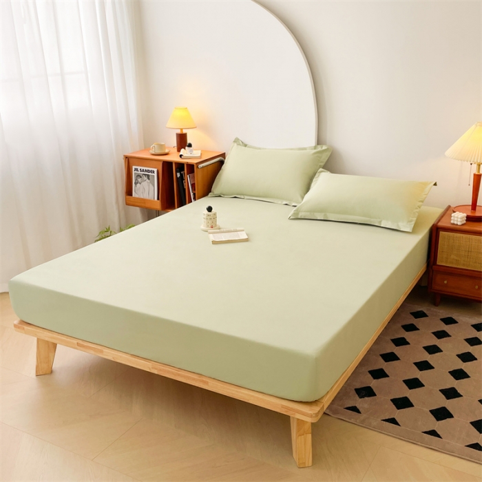 91家纺网 家纺一手货源 找家纺 梦舒羽 新款抗菌隔尿防水四季款单层床笠床垫保护罩床垫套 青草绿