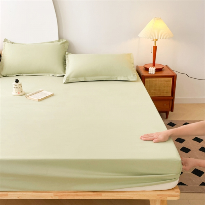 91家纺网 家纺一手货源 找家纺 梦舒羽 新款抗菌隔尿防水四季款单层床笠床垫保护罩床垫套 青草绿