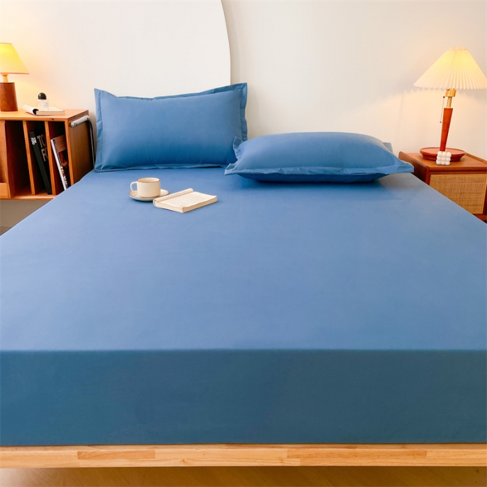 91家纺网 家纺一手货源 找家纺 梦舒羽 新款抗菌隔尿防水四季款单层床笠床垫保护罩床垫套 雾霾蓝