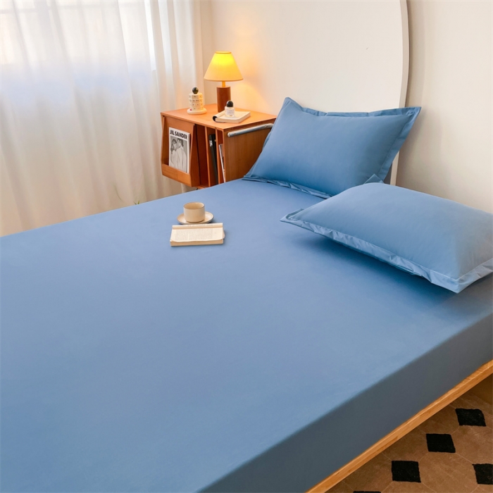 91家纺网 家纺一手货源 找家纺 梦舒羽 新款抗菌隔尿防水四季款单层床笠床垫保护罩床垫套 雾霾蓝