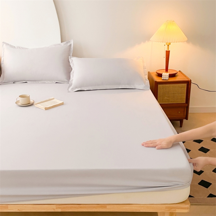 91家纺网 家纺一手货源 找家纺 梦舒羽 新款抗菌隔尿防水四季款单层床笠床垫保护罩床垫套 银优灰