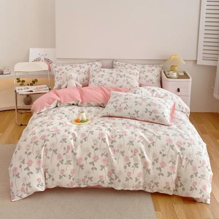 91家纺网 家纺一手货源 找家纺 洺兰家居 2025新款13372全棉四件套复古玫瑰