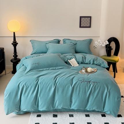 91家纺网 家纺一手货源 找家纺 （总）慕尚家纺 2025新款全棉磨毛英文字母绣系列四件套