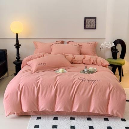 91家纺网 家纺一手货源 找家纺 （总）慕尚家纺 2025新款全棉磨毛英文字母绣系列四件套