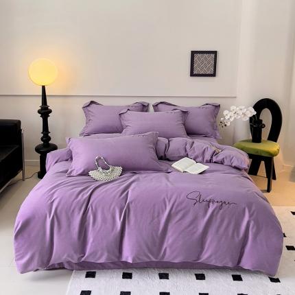 91家纺网 家纺一手货源 找家纺 （总）慕尚家纺 2025新款全棉磨毛英文字母绣系列四件套