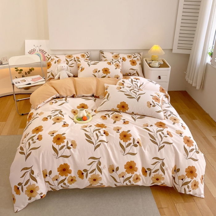 91家纺网 家纺一手货源 找家纺 洺兰家居 2025新款13372全棉四件套秋实