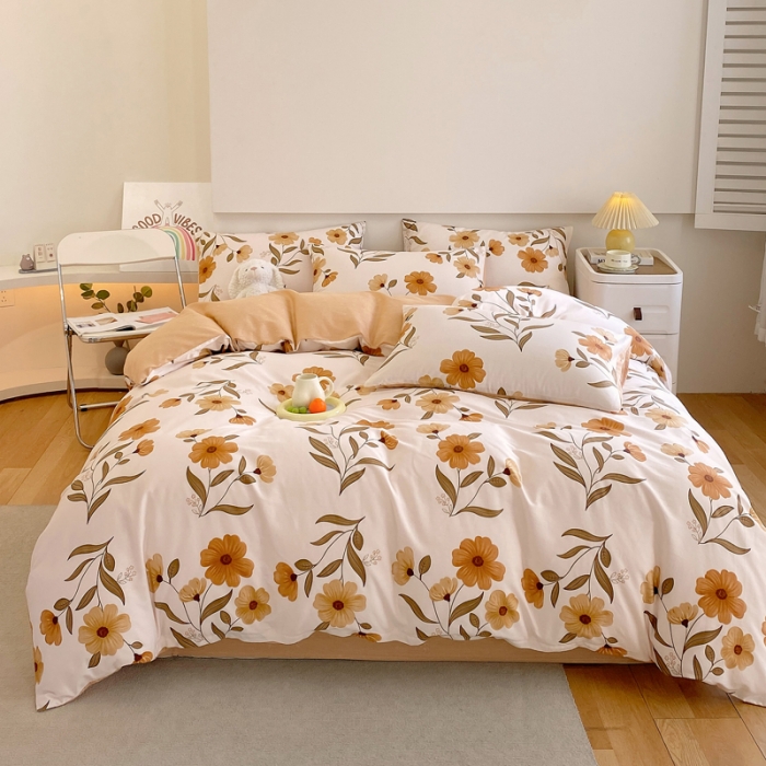 91家纺网 家纺一手货源 找家纺 洺兰家居 2025新款13372全棉四件套秋实