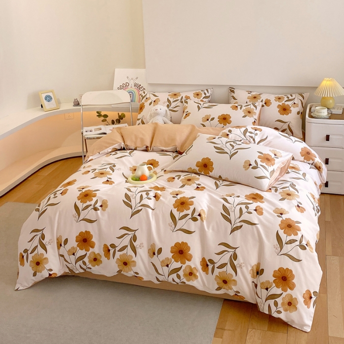 91家纺网 家纺一手货源 找家纺 洺兰家居 2025新款13372全棉四件套秋实