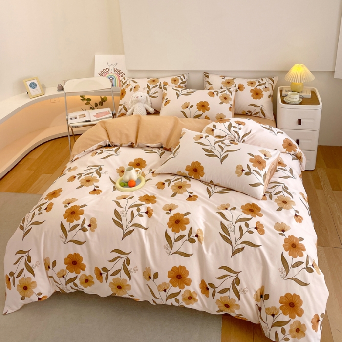 91家纺网 家纺一手货源 找家纺 洺兰家居 2025新款13372全棉四件套秋实