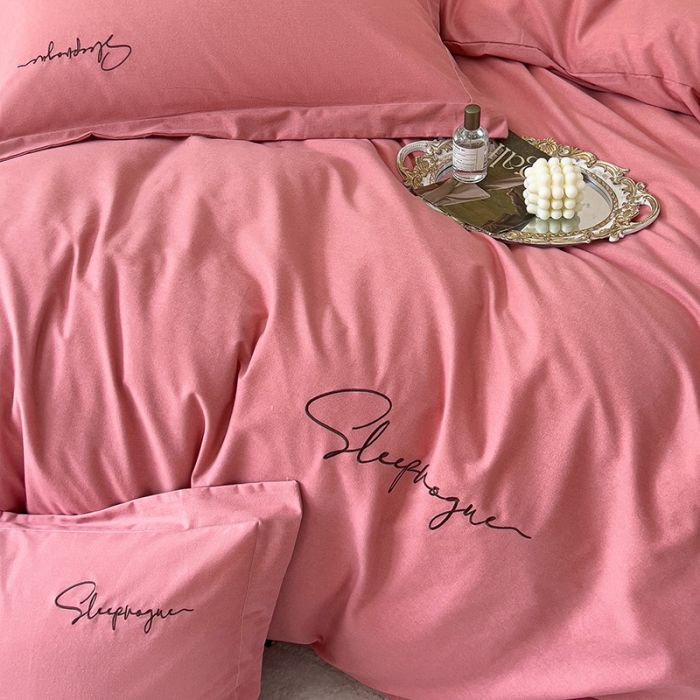 91家纺网 家纺一手货源 找家纺 慕尚家纺 2025新款全棉磨毛英文字母绣系列四件套 艾丽沙