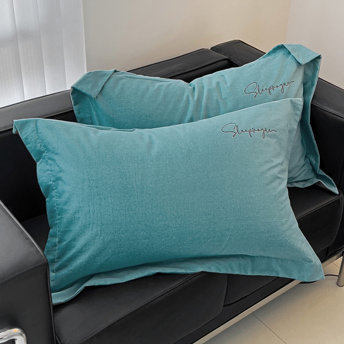 91家纺网 家纺一手货源 找家纺 慕尚家纺 2025新款全棉磨毛英文字母绣床笠+枕套系列 艾丽兰