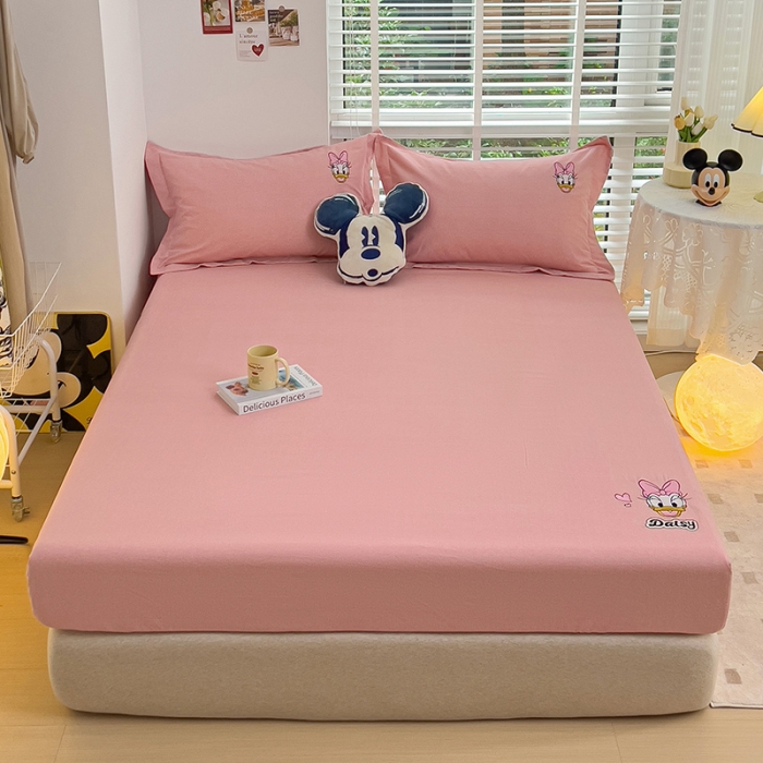 91家纺网 家纺一手货源 找家纺 （总）慕尚家纺 2025新款迪士尼全棉磨毛刺绣床笠+枕套系列