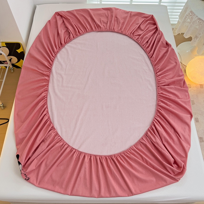 91家纺网 家纺一手货源 找家纺 慕尚家纺 2025新款迪士尼全棉磨毛刺绣床笠+枕套系列 米妮豆沙