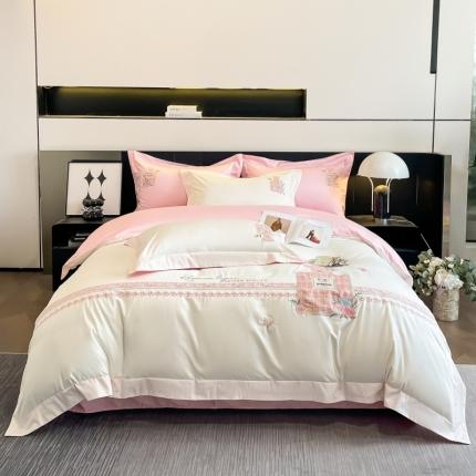 91家纺网 家纺一手货源 找家纺 （总）星蕴家纺 2024新款喷气全棉贴布绣花四件套-莫妮卡