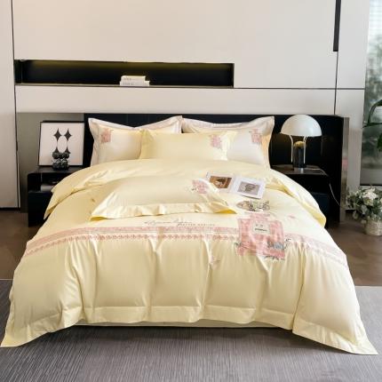 91家纺网 家纺一手货源 找家纺 （总）星蕴家纺 2024新款喷气全棉贴布绣花四件套-莫妮卡