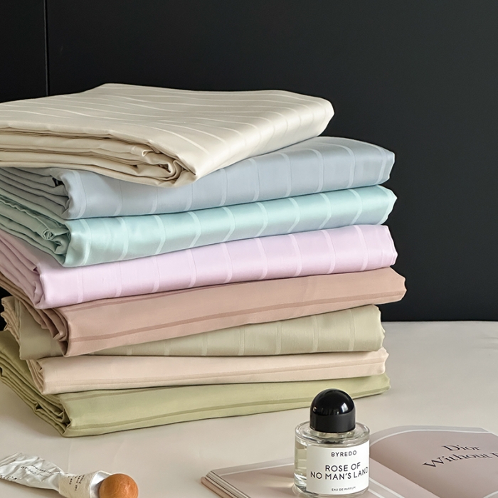 91家纺网 家纺一手货源 找家纺 （总）三朵家纺 2024春夏全棉提花贡缎缎条单床单