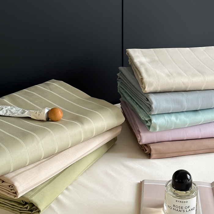 91家纺网 家纺一手货源 找家纺 （总）三朵家纺 2024春夏全棉提花贡缎缎条单床单