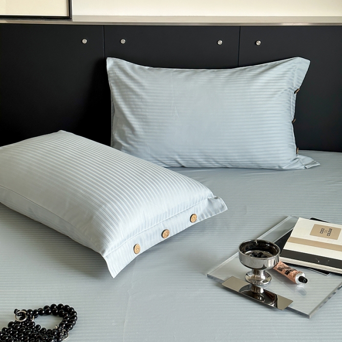 91家纺网 家纺一手货源 找家纺 （总）三朵家纺 2024年春夏全棉提花贡缎缎条单床笠