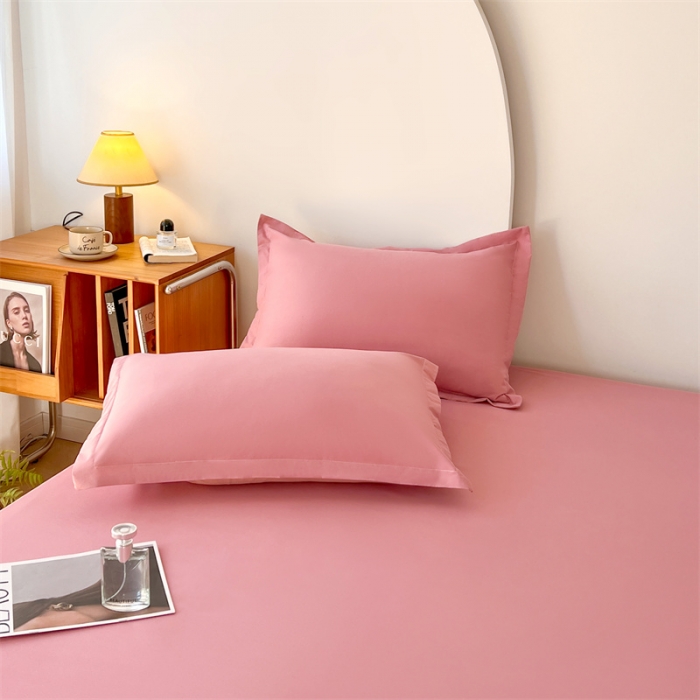 91家纺网 家纺一手货源 找家纺 梦舒羽 2025新款抗菌防水四季款枕套宿舍单人枕芯套枕头套 豆沙粉