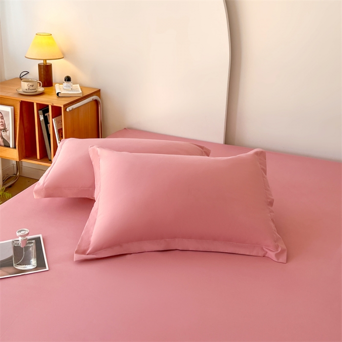 91家纺网 家纺一手货源 找家纺 梦舒羽 2025新款抗菌防水四季款枕套宿舍单人枕芯套枕头套 豆沙粉