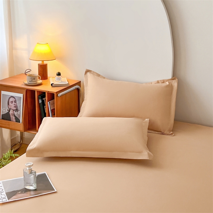 91家纺网 家纺一手货源 找家纺 梦舒羽 2025新款抗菌防水四季款枕套宿舍单人枕芯套枕头套 卡其