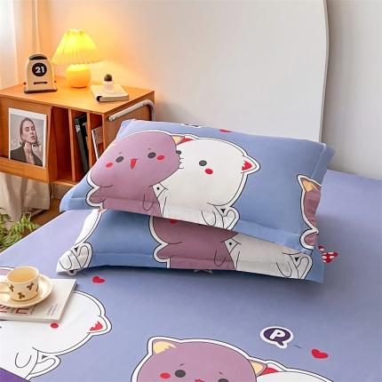 91家纺网 家纺一手货源 找家纺 梦舒羽 2025新款抗菌防水四季款枕套宿舍单人枕芯套枕头套 可爱猫咪