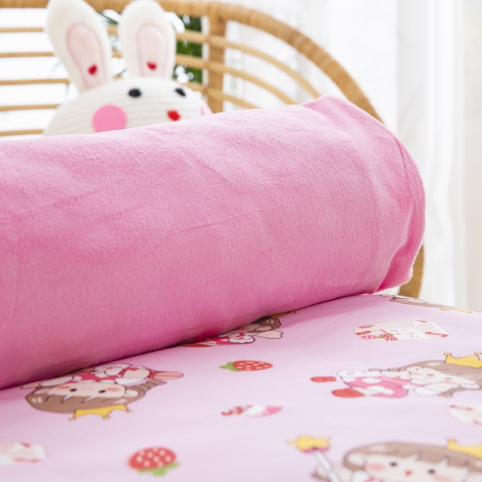 91家纺网 家纺一手货源 找家纺 乐秀 2024新款幼儿园双面四季款儿童床垫套+床垫芯 草莓女孩