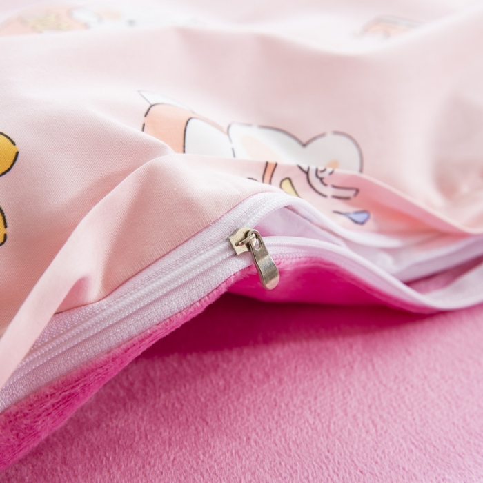 91家纺网 家纺一手货源 找家纺 乐秀 2024新款幼儿园双面四季款儿童床垫套+床垫芯 小兔派对