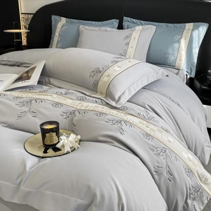 91家纺网 家纺一手货源 找家纺 欧冠 2024四季款新品刺绣绣花款锦绣棉爱莎四件套