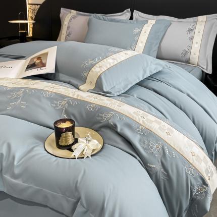 91家纺网 家纺一手货源 找家纺 欧冠 2024四季款新品刺绣绣花款锦绣棉爱莎四件套