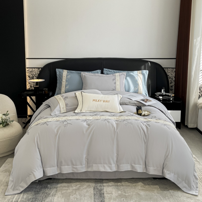 91家纺网 家纺一手货源 找家纺 欧冠 2024四季款新品刺绣绣花款锦绣棉爱莎四件套艾莎-浅灰