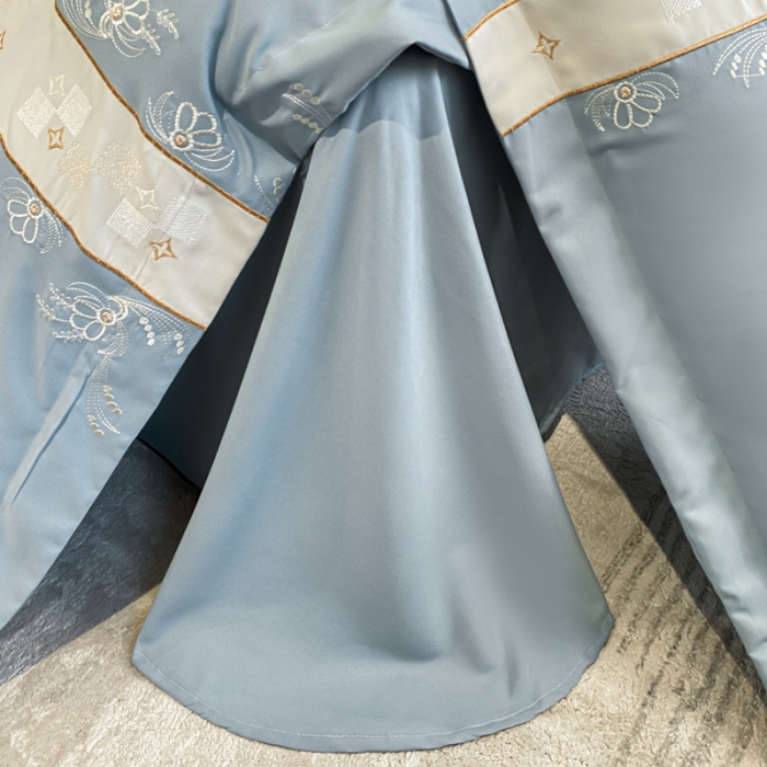 91家纺网 家纺一手货源 找家纺 欧冠 2024四季款新品刺绣绣花款锦绣棉爱莎四件套艾莎-青灰