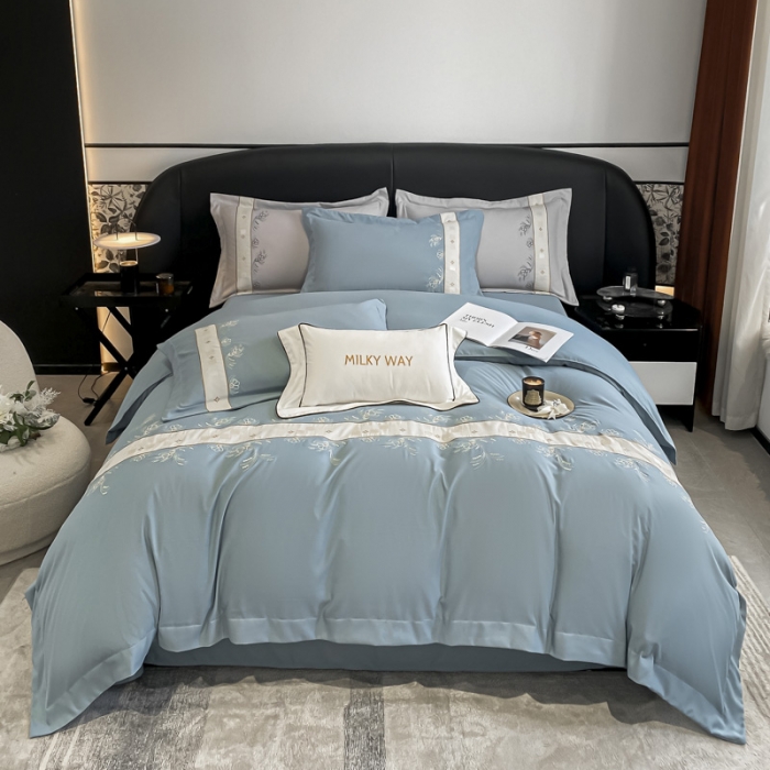 91家纺网 家纺一手货源 找家纺 欧冠 2024四季款新品刺绣绣花款锦绣棉爱莎四件套艾莎-青灰