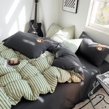 总梦嘉居直播A类ins风超柔亲肤磨毛水洗棉条纹毛巾绣床单