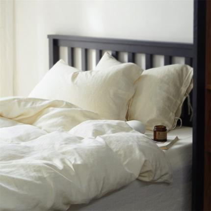 91家纺网 家纺一手货源 找家纺 子和家居 2024新款棉麻系带款四件套 本色棉麻