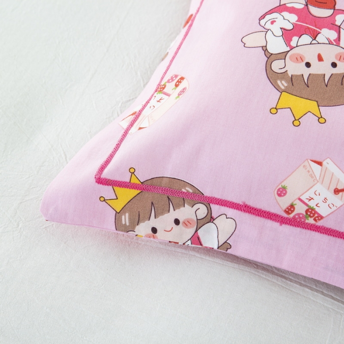 91家纺网 家纺一手货源 找家纺 乐秀家纺 2024新款卡通全棉枕套儿童幼儿园枕头 草莓女孩