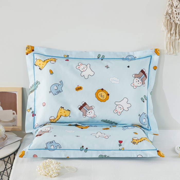 91家纺网 家纺一手货源 找家纺 乐秀家纺 2024新款卡通全棉枕套儿童幼儿园枕头 动物乐园