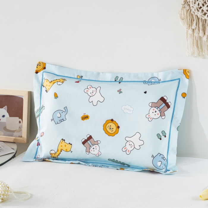 91家纺网 家纺一手货源 找家纺 乐秀家纺 2024新款卡通全棉枕套儿童幼儿园枕头 动物乐园